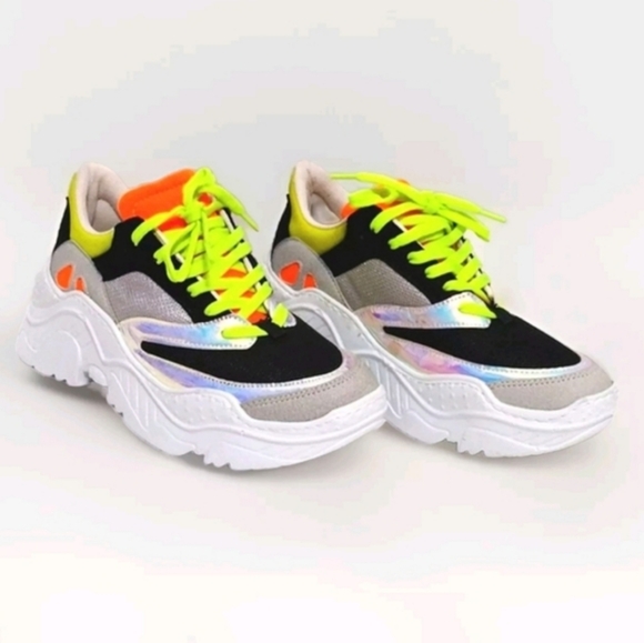 Steve Madden Gillah Multicolor Chunky Platform Sneakers 7 Neon Trendy Streetwear - Picture 3 of 15